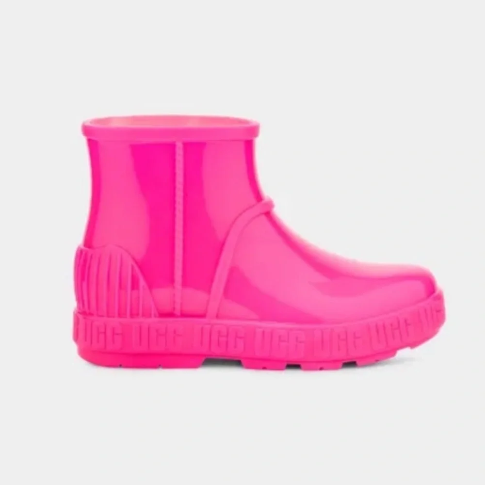 Ugg Big Kids Drizlita Rain Boots Pink Sherpa Lined Waterproof Shoes Women’s 7, 8